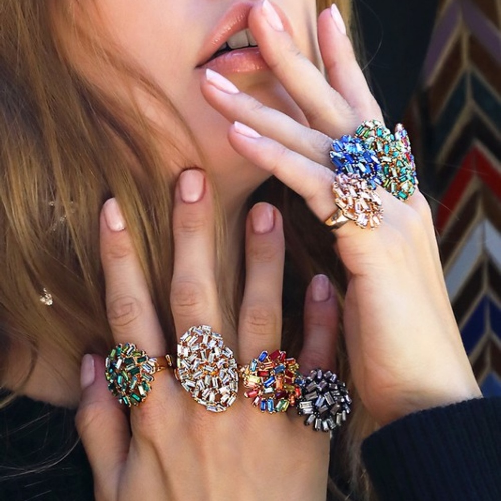 Multicolored Baguette Statement Ring - Picture 6 of 7